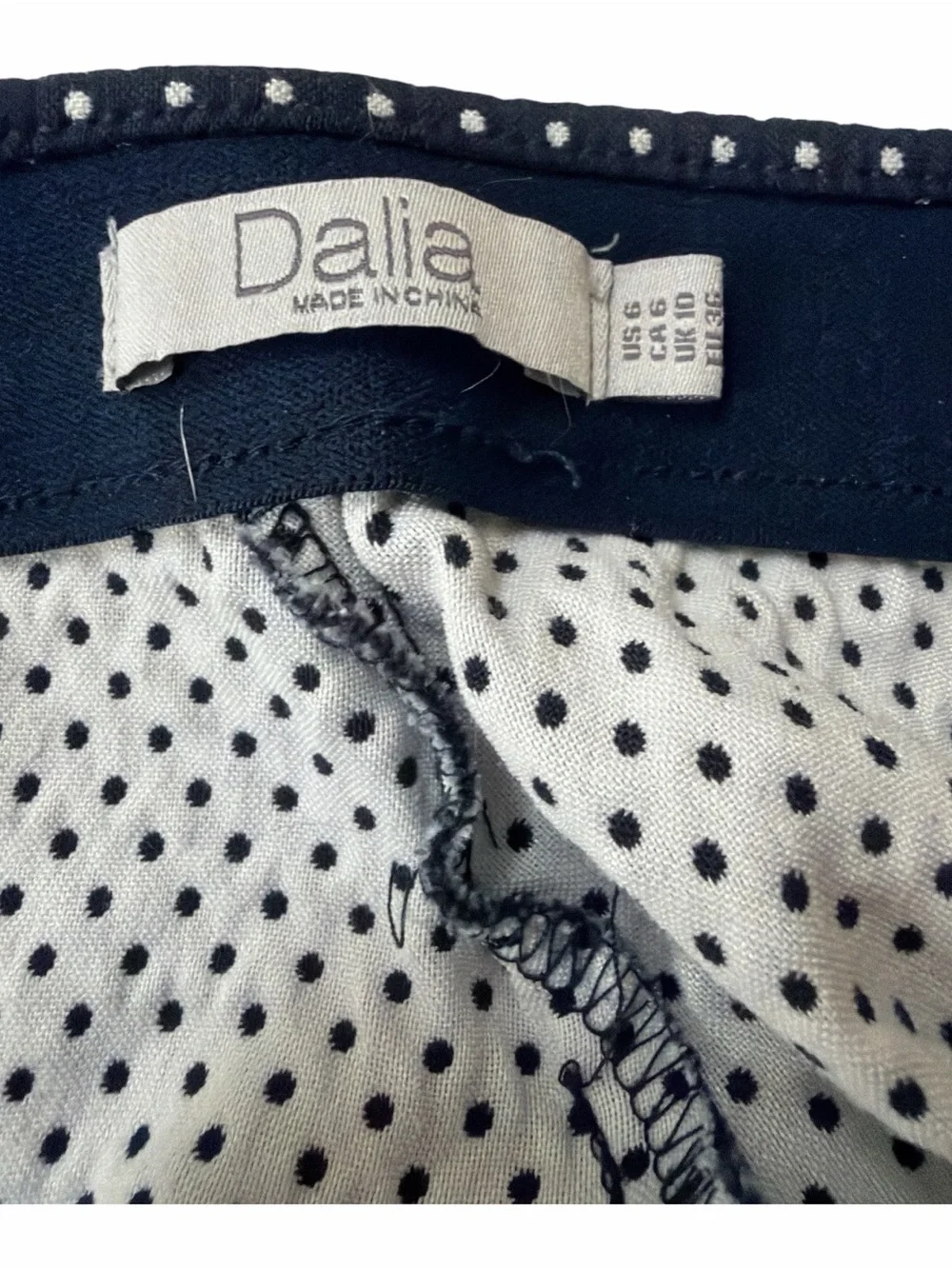 Dalia Navy with White Polka Dot Straight Leg Pants